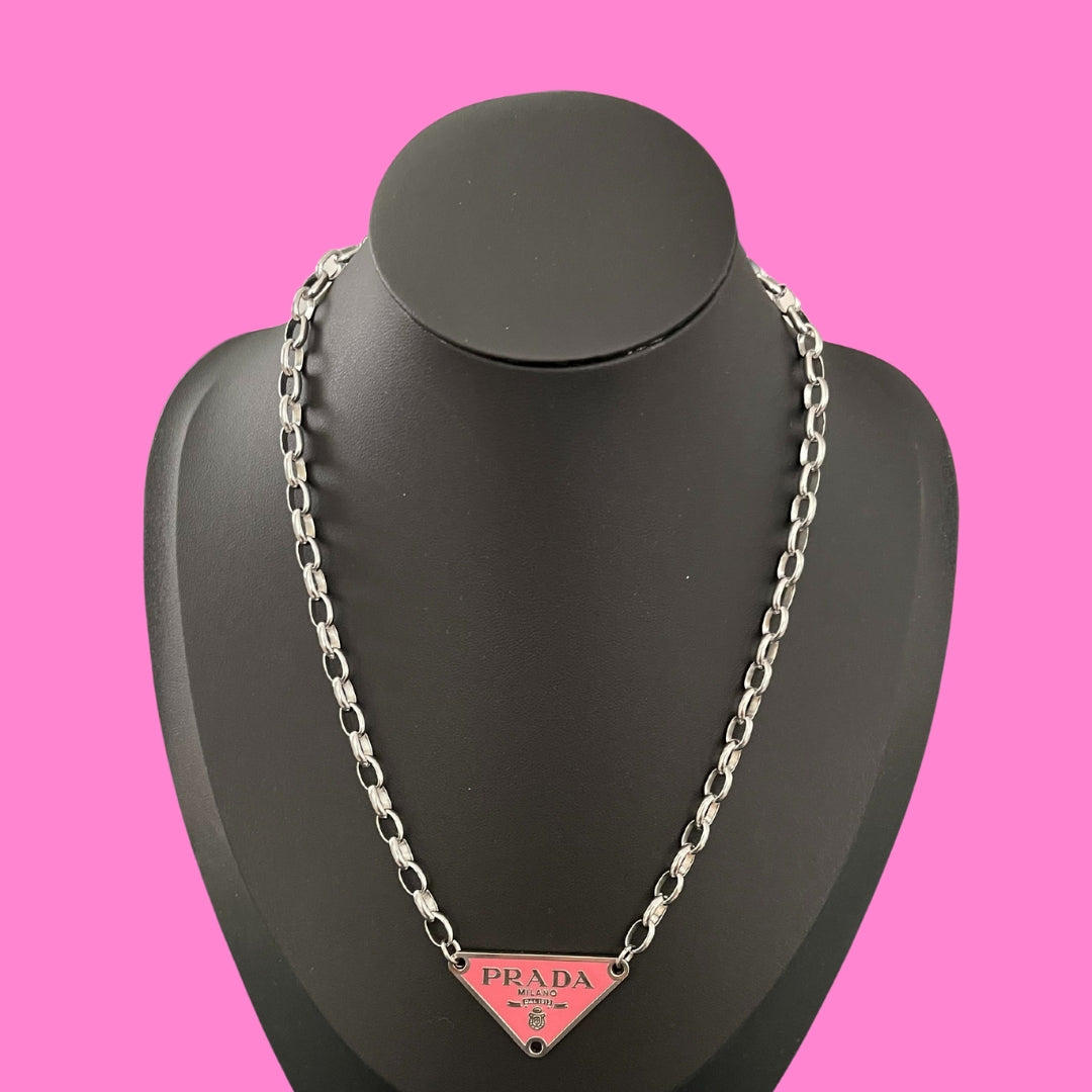 Upcycled Prada Pendent Chain Necklace Stainless